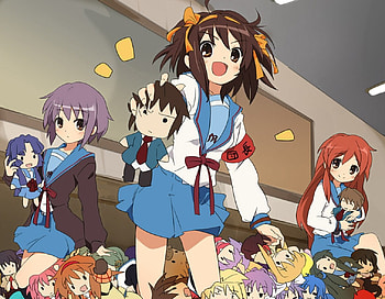 Haruhi Suzumiya, anime, mikuru, yuki, haruhi HD wallpaper