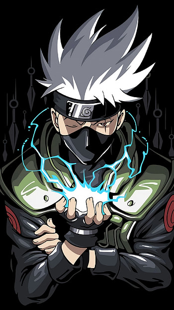 Kakashi Hatake , resolution, Black background, Naruto art HD phone wallpaper