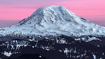 Sunset Over Mt Adams, sunset, nature, winter, mountains HD wallpaper
