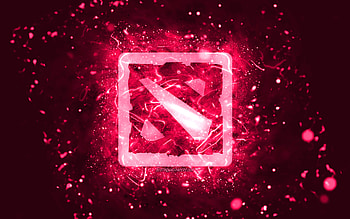 Dota 2 pink logo, , pink neon lights, creative, pink abstract background, Dota 2 logo, online games, Dota 2 HD wallpaper