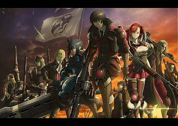 Valkyria Chronicles 3, games, anime, valkyria chronicles, group, video games, flag, weapons HD wallpaper