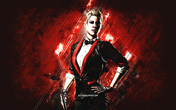 Undercover Cassie Cage, Mortal Kombat Mobile, Undercover Cassie Cage MK Mobile, Mortal Kombat, red stone background, Mortal Kombat Mobile characters, grunge art, Undercover Cassie Cage Mortal Kombat HD wallpaper