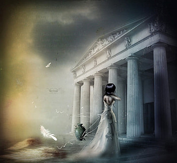 The Female, alone, girl, beautiful, lonely, dress, beauty, fantasy, pretty, sensual, female HD wallpaper