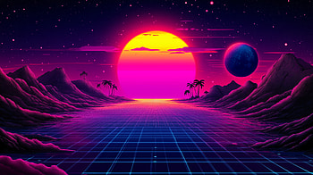 Neon Dreamscape: A in Vaporwave Style, vaporwave, synthwave, neon, landscape HD wallpaper