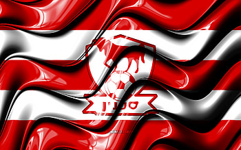 Bnei Sakhnin flag, , red and white 3D waves, Ligat ha Al, Israeli football club, Bnei Sakhnin, football, Bnei Sakhnin logo, soccer, Bnei Sakhnin FC, Israel HD wallpaper