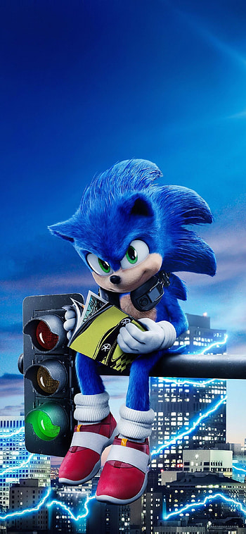 Sonic Movie, Animated hedgehog hero, Colorful visuals, Fast-paced action HD phone wallpaper
