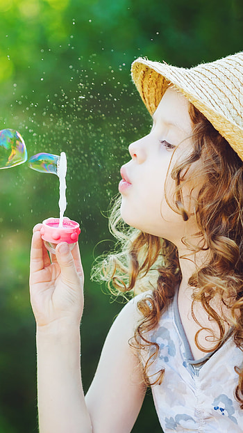 bokeh, hat, brunette, little girl, graphy, child HD phone wallpaper