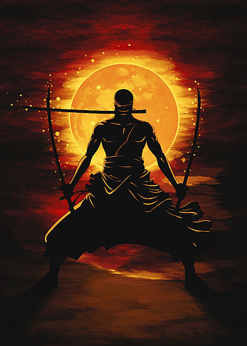 One Piece Zoro, heat, art, ninja, swords, manga, sun, anime, one_piece HD phone wallpaper