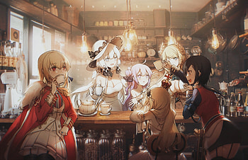 ANime, bar, girl, art HD wallpaper