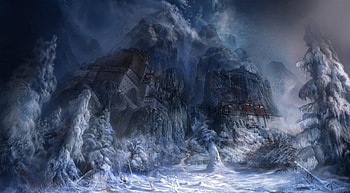 Winter, Fantasy, Snow, Fog, Monastery HD wallpaper