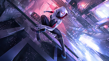 Gwen Stacy Heroic Swing, gwen-stacy, superheroes, artwork, artist, digital-art, art, artstation HD wallpaper