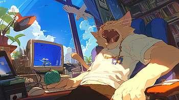 Anime Cat's High-Tech Lair - Ultra, Anime, cat, anime cat, video game, Digital Art HD wallpaper