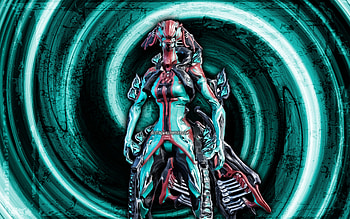 Titania, turquoise grunge background, Warframe, RPG, Warframe characters, Titania Build, vortex, Warframe Builds, Titania Warframe HD wallpaper