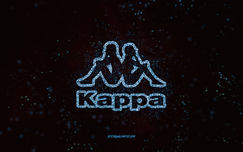 Kappa glitter logo, , black background, Kappa logo, blue glitter art, Kappa, creative art, Kappa blue glitter logo HD wallpaper