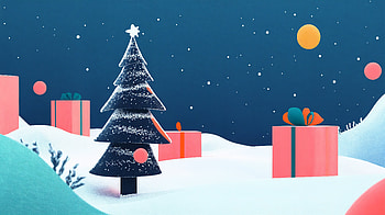 Minimalist Holiday Magic: Ultra, minimalist holiday, Christmas, tree, gift, winter HD wallpaper