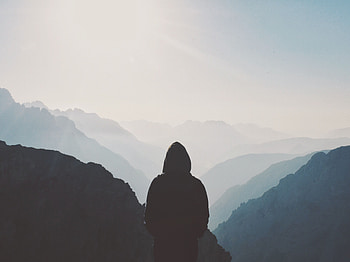 Mountains, Silhouette, Miscellanea, Miscellaneous, Fog, Loneliness, Hood HD wallpaper