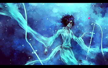 White snow, white, art, girl, rukia, kuchiki, shinigami, bleach, digital, anime, swords, sode no shirayuki HD wallpaper