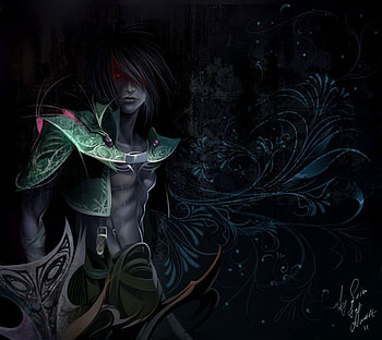 Dark Elf, black, boy, green, elf, dark HD wallpaper