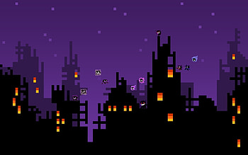 Ghost Poke-Line: A Skyline with The Ghost Pokemons: Gengar Haunter and Gastly HD wallpaper