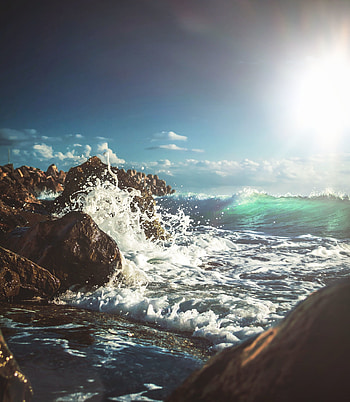Water splashes, waves, coast HD phone wallpaper