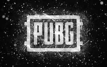 Pubg white logo, , white neon lights, PlayerUnknowns Battlegrounds, creative, black abstract background, Pubg logo, online games, Pubg HD wallpaper