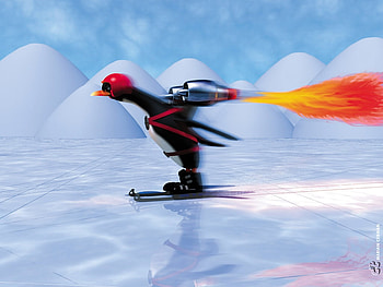 3d pinguin on ice HD wallpaper