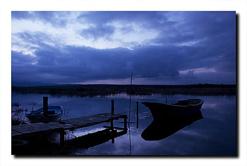 blue evening, blue, boat, nature, turkey HD wallpaper