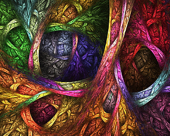 Abstract, blue, colorful, tangled, pink, rainbow, green, yellow, red, texture HD wallpaper