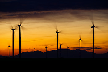 Windrader, windmill, sunset HD wallpaper