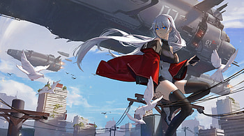 The Wind Anime Girl Science Fiction , anime-girl, anime, artist, artwork, digital-art, pixiv HD wallpaper