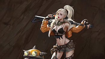 Blonde Girl With Gun , artist, artwork, artstation HD wallpaper