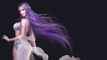 Fantasy girl, purple, white, black, frumusete, fantasy, angel, luminos, goddess HD wallpaper