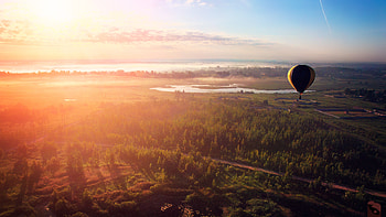 Morning Flight Hot Air Balloon, air-balloon, nature HD wallpaper