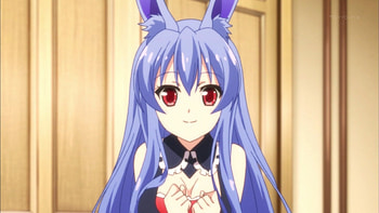 KuroUsagi, red eyes, blue hair, mondaiji HD wallpaper