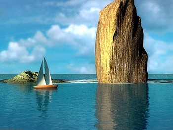 Island N Ocean, nature, abstract, 3d HD wallpaper