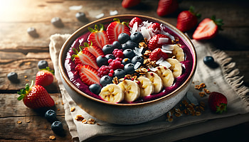 Vibrant Acai Bowl - Fresh and Healthy Background, acai bowl, fruit, healthy eating, breakfast, berry HD wallpaper