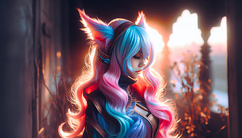 Dreamy Neon Fantasy - Ultra, cosplay, fantasy, colorful hair, Anime, character design, fantasy anime HD wallpaper