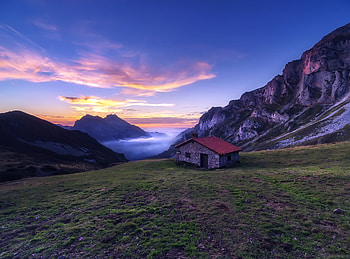 House In The Mountains Sunlight Nature Landscape, nature, mountains, sunlight, landscape HD wallpaper