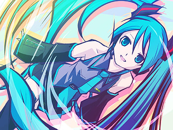 Hatsune Miku, colorful, black, awesome, song, heads, cute, vocaloid, beauty, nice, miku, music, vocaloids, hatsune, aqua eyes, program, twintail, girl, headset, singer, aqua, beautiful, diva, tie, pink, gray, anime, pretty, aqua hair, cool, idol, virtual HD wallpaper