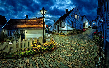 Cities, Houses, Fence, Evening, Tile, Hedge HD wallpaper