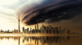 Cloud over city, buildings HD wallpaper