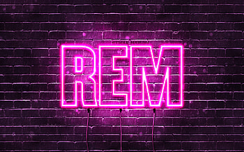 Happy Birtay Rem, , pink neon lights, Rem name, creative, Rem Happy Birtay, Rem Birtay, popular japanese female names, with Rem name, Rem HD wallpaper