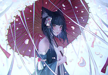 Anime Elf, women, Anime, Umbrella, Elf HD wallpaper