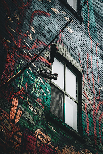 Miscellanea, Miscellaneous, Sneakers, Wall, Window, Graffiti, Shoes, Wire, Wires HD phone wallpaper