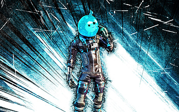 Slurp Leviathan, grunge art, Fortnite Battle Royale, Fortnite characters, blue abstract rays, Slurp Leviathan Skin, Fortnite, Slurp Leviathan Fortnite HD wallpaper