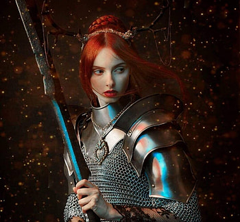 Warrior girl, model, cosplay, redhead, girl, woman, armor, warrior HD wallpaper
