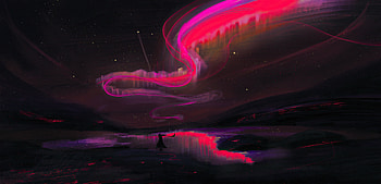 Red Aurora, aurora, artist, artwork, digital-art, deviantart HD wallpaper