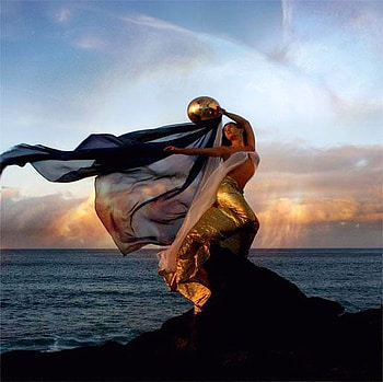 GOLD VEIL SUNRISE ON MOUNTAIN.., veil, sky, gold, woman, sunrise, mountain HD wallpaper