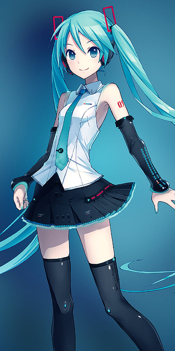 Aqua Twintails & Tie — Hatsune Miku , aqua eyes, twintails, aqua hair, tie, Hatsune Miku, Anime, Vocaloid HD phone wallpaper