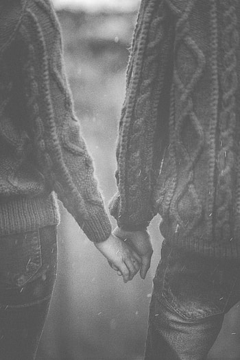 Love, Couple, Pair, Hands, Bw, Chb, Tenderness, Sweater HD phone wallpaper